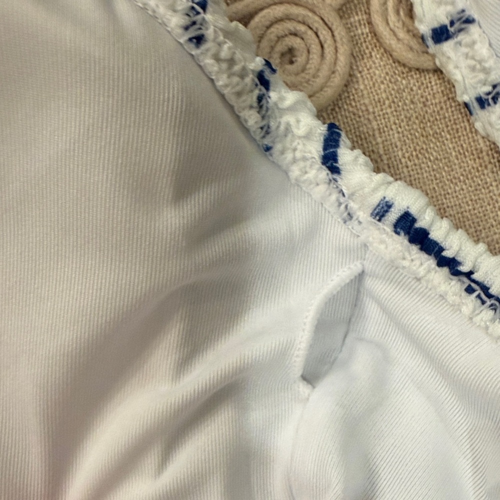 J. Crew Claudia White/Blue Stripe Scrunchie One-Piece Swimsuit/NWT/10 - Picture 11 of 14